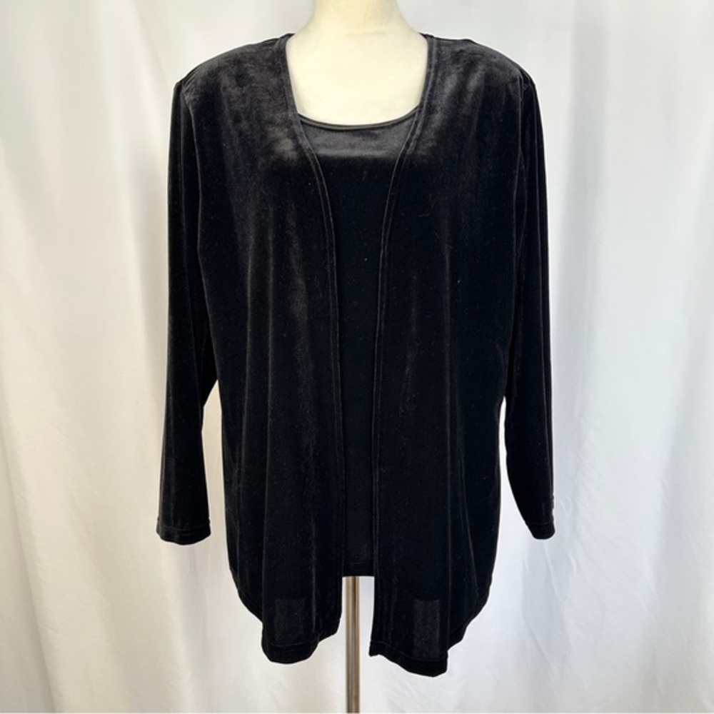 Vintage Dress Barn Velvet Long Sleeve Cardigan Tunic Attached Combo Size 18/20